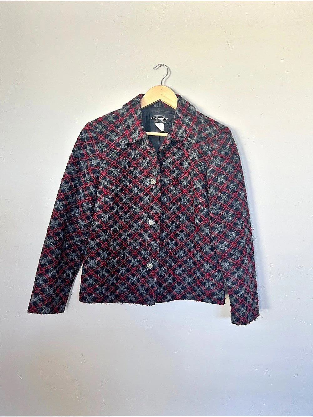 Requirements Plaid Blazer in Black & Red Size 12